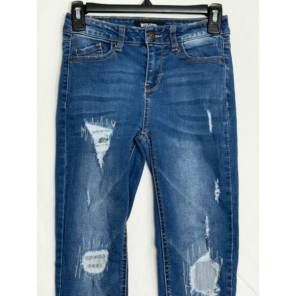 Wax Jean Los Angeles CA Girls Jean‎ Distressed Blue W24x 27 - Picture 1 of 9